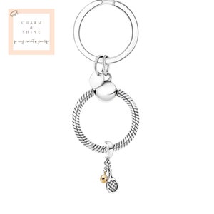 Key ring, bag pendant with charm with tennis racket and tennis ball, tennis, sport, gift for tennis players.