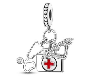 Charm, Anhänger, Arzt, Krankenschwester, Krankenpfleger, Gesundheitsberufe, Geschenk für Sie, Geschenk für Abschluss, kompatibel mit Pandora