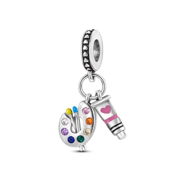 Charm, Anhänger für Maler, Künstler, 925Sterling Silber, Geschenk für Sie, Valentinstag, Geburtstag