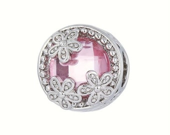 Charm Anhänger für Armband, rosa Blumen, kompatibel mit Pandora Armbändern, Geschenk für Sie, Geburtstagsgeschenk, Valentinstag...