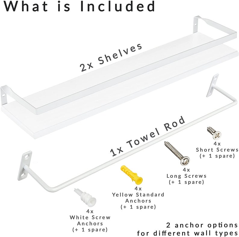 Modern White 25 Floating Wall Shelves With Guard Rails Etsy