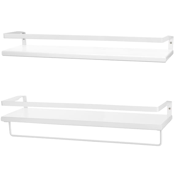 Peter's Goods Modern Floating Shelves with Rail - Wall Mounted Bathroom Wall Shelves with Towel Bar - Also Perfect for Bedroom Decor and Kitchen