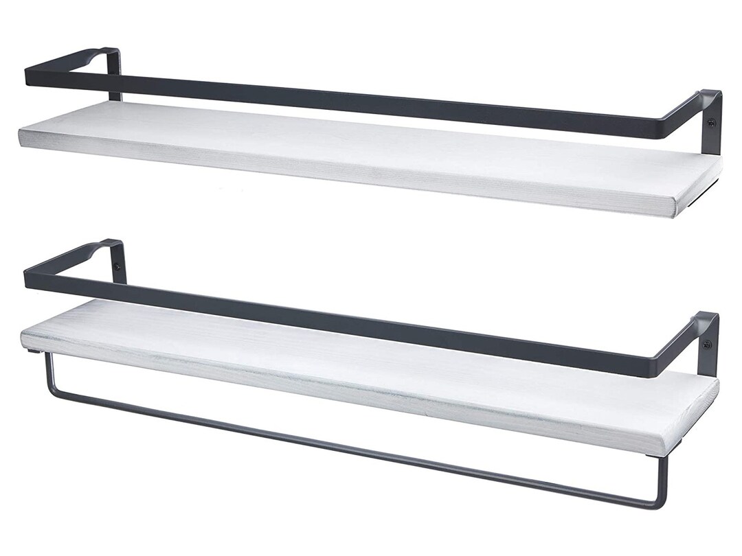 Rustic White 25 Floating Wall Shelves With Rails Set of Etsy