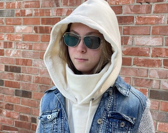 Hooded scarf, Cotton Hood Balaclava Hat, Warm cowl hood, Gift for her