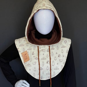 Hooded scarf, Cotton Hood Balaclava Hat, Warm cowl hood, Gift for her, Gift for him