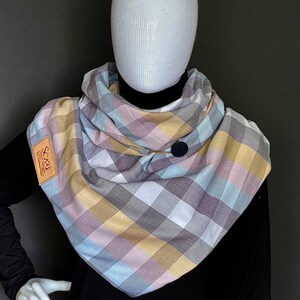 Wrap scarf,  Thin cotton wrapping scarf, Mothers day gift, Gift for her, Summer wrap scarf, Button scarf, Triangular scarf for women