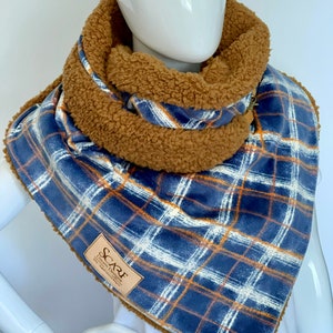 Wrap scarf, Plush fleece winter scarf, Gift for her, Button scarf, Triangular scarf for women