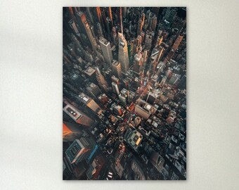 New York Print, Aerial View of NYC, Cityscape Wall Art, Home Decor