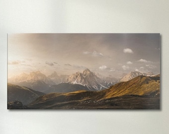 Dolomites Sunrise Canvas Print, Alps Landscape Wall Art (100x50 cm)
