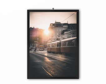 Vienna Tram Art Print | Retro Travel Poster