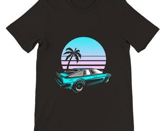 Synthwave TShirt, Palm Trees, Sunset Beach, Vintage Gift, 80s Design, Retro Car Design, Retrowave T-Shirt,