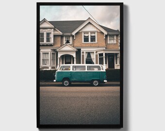 Vw Bus | California Beach Art | Boho Wall Decor | Retro Print | Beach Wall Poster | Dog Lover Gift | Hippie Decor | Large Print