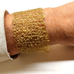 Personalized gold crochet cuff wire crochet bracelet knitted cuff adjustable crochet cuff  bridal cuff wedding cuff gold bridal bracelet