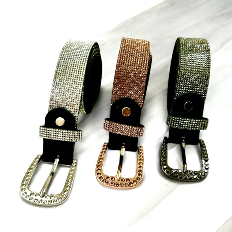 Black Velvet Belt with Crystal Detailed Round main image 0