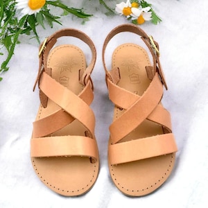 Girl&#39;s leather sandals child baptism sandals baby sandals kid&#39;s strappy leather sandals todler Greek sandals gladiator sandals for children