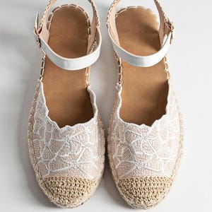 Lace espadrilles fabric shoes low heel espadrilles with straps flat lace espadrilles handmade canvas white wedges black soft espadrilles