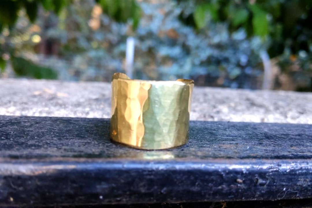 Brass Hammered Band Hammered Bronze Ring Minimalist Brass Etsy