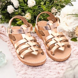 Toddler&#39;s gold sandals baptism sandal child&#39;s gladiator leather sandals for baby brown kid&#39;s sandals strappy Easter confortable child shoes