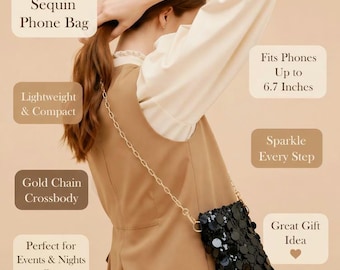 Pailletten schwarz Handytasche Silber Strass Clutch Crossbody gold Kette Handytasche Abend Umhängetasche Handytasche Reise Accessoire Geldbörse