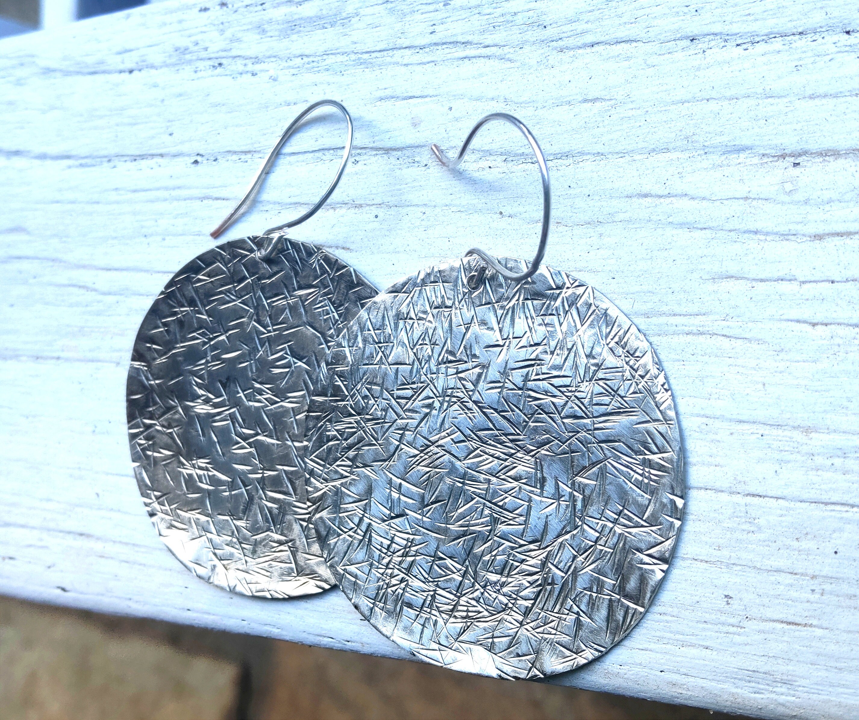 Silver hammered disc earrings round coin earrings silver disc earrings textured brass earrings large round earrings ethnic statement earring