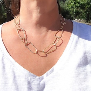 Bronze chain necklace, brass chain necklace silver necklace customized necklace copper chain minimalist hammered necklace linked necklace