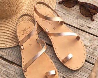 Leather strappy sandals gladiator black sandals gold flat Greek sandals handmade sandals Greek metallic gold woman's sandals leather flats