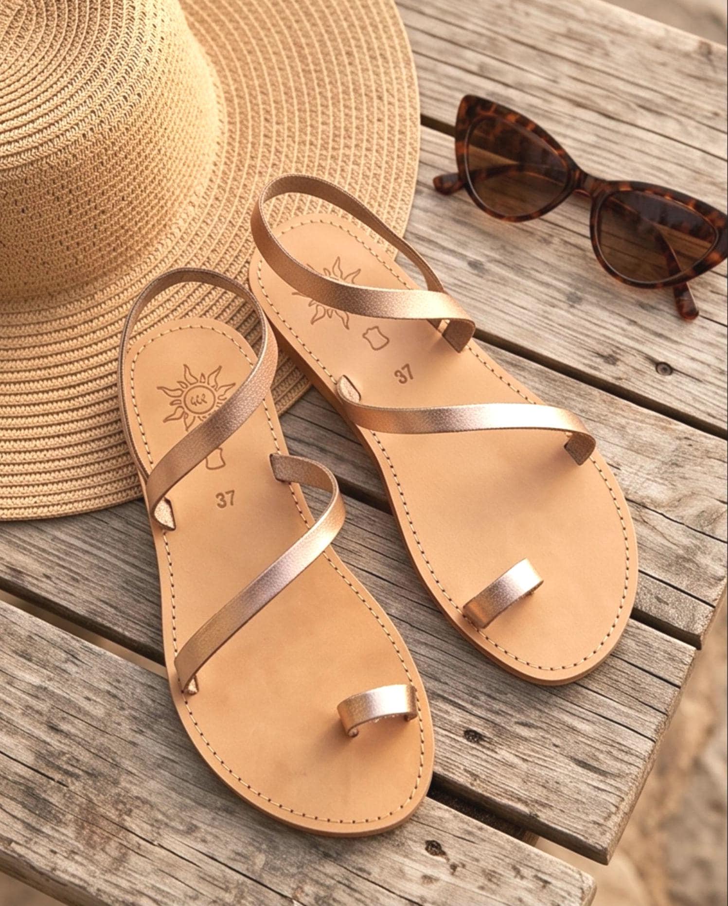 Leather Strappy Sandals Gladiator Black Sandals Gold Flat Greek