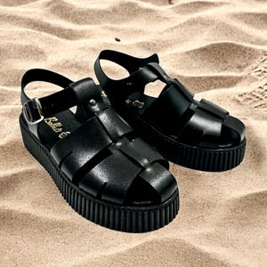 Black fisherman sandal black anatomical wedges chunky leather sandals black wedge buckle sandals heeled platforms strappy soft sole platform