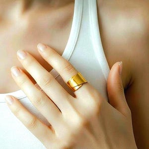 Gold-Bandring Messingwickelring verstellbar Band große goldene Aussage Pinky Ring breite unisex Knöchel gewickelt Ring Jahrestag Geschenk