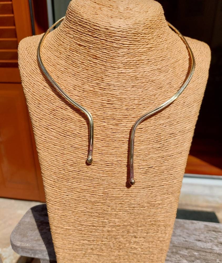 Collier Ras De Cou Vintage En Bronze Artisanal | Bijou Ancien De Grèce | Occasion Authentique