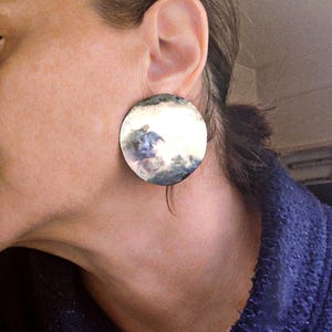 Sterling Silver Round Statement Earrings Large Domed Studs concave silver earrings domed large studs