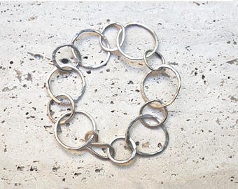 Handmade Sterling Silber Link Armband gehämmert runde Kette Gold verstellbar Armband Messing Stapeln Kette Armband unisex Geschenk