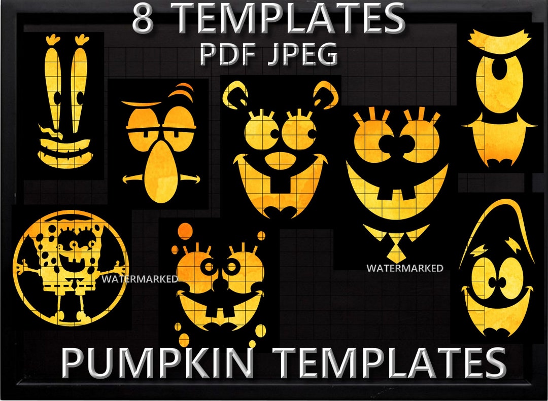 Spongebob Pumpkin Stencils 8 Different Images 2 Different