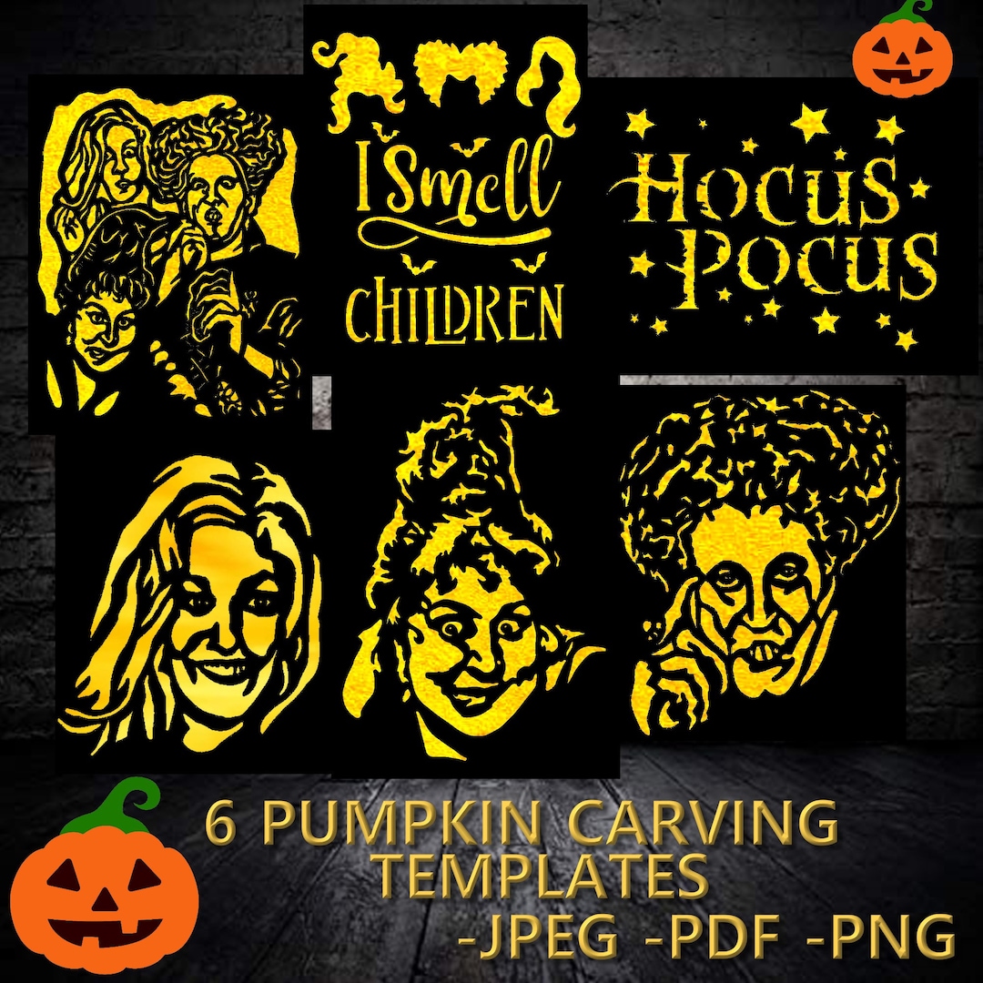 Hocus Pocus Pumpkin Carving Templates 5 Different Images 3