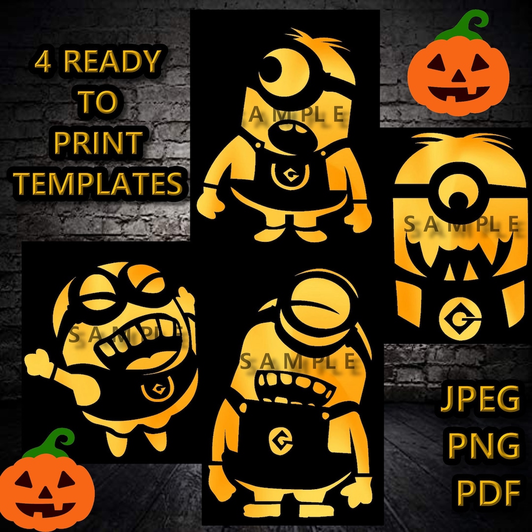 Minion Pumpkin Carving Templates 4 Different Images 3