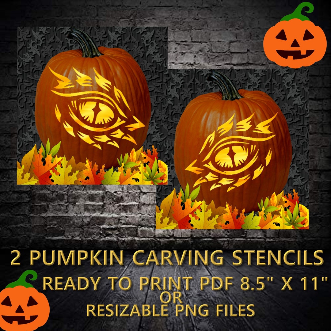 Dragon Pumpkin Carving Stencils Left and Right Dragon Eye - Etsy Canada