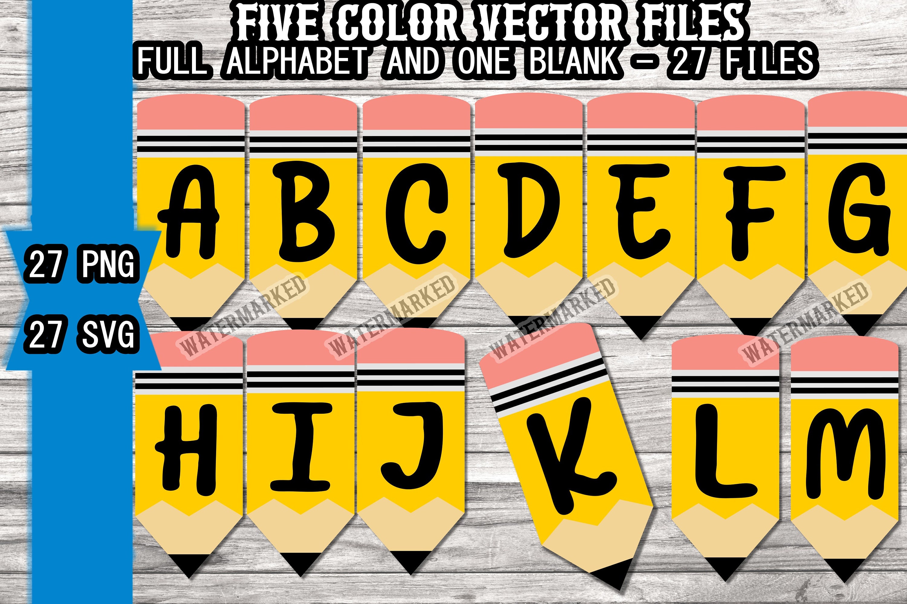 Pencil Svg Files Pencil Alphabet Svg Files Full Pencil Etsy