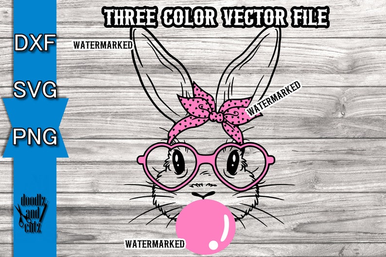 Bubble Gum Blowing Bunny SVG Easter Bunny With Bandana SVG - Etsy