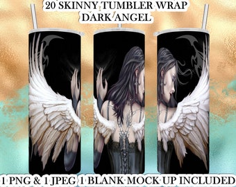 Dark Angel Gothic 20 oz skinny sublimation wrap - looks great on a Sublimation Glow Tumbler - 1 png 1 jpeg and 1 blank mock up incl