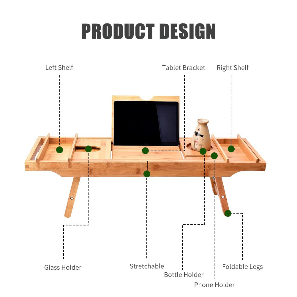 Lux Bath Bamboo Extendable Bath Tray Wooden Bath Rack Bath Etsy UK