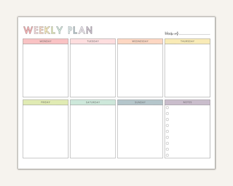 Weekly Schedule for Kids Printable Homeschool Weekly - Etsy
