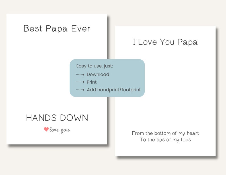 Father's Day Gift for Papa, Handprint Art Printable, Gift from Grandkids, Set of Two, Grandfather Sign, Grandpa DIY Craft, Instant Download image 3