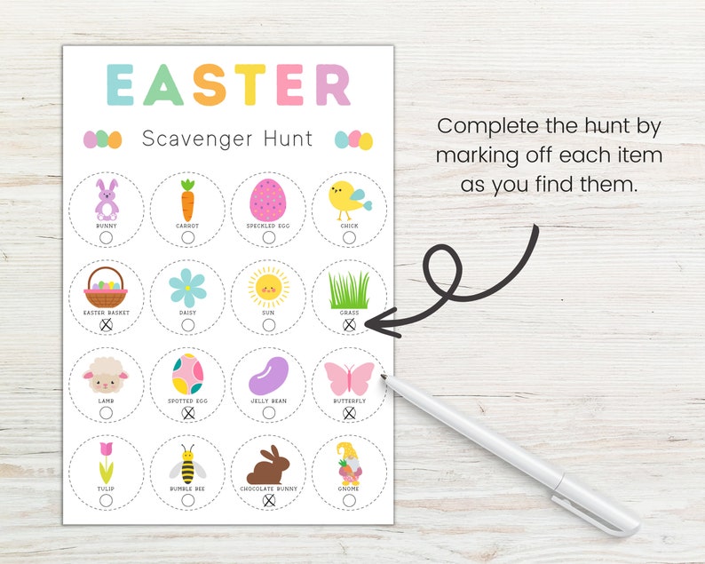 Easter Scavenger Hunt for Kids Printable, Indoor Treasure Hunt with Picture Cards to Hide, Easter Game for Kids, Easter Party Game Classroom image 3