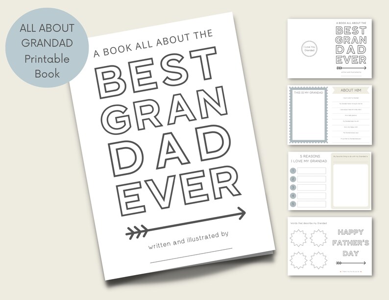 All About My Grandad Printable Book Grandad Father's Day - Etsy
