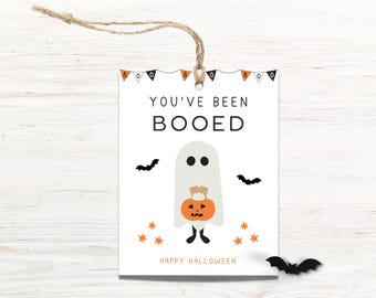 Tag „Zostałeś wygwizdany” do wydrukowania, Tag na smakołyki na Halloween, Tagi na prezenty dla Boo, Upominki na Halloween do klasy, Biuro „Zostałeś wygwizdany”, Sąsiedztwo