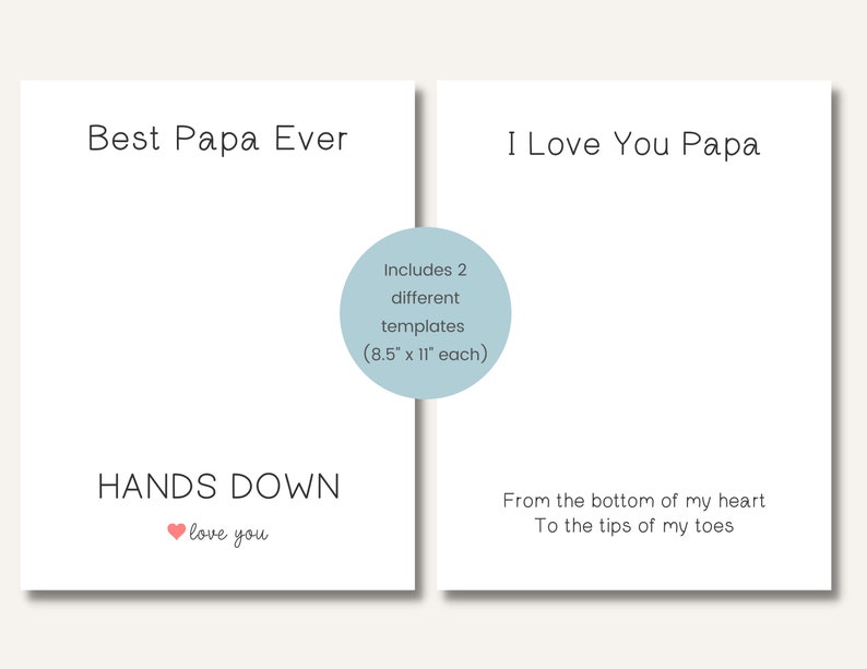 Father's Day Gift for Papa, Handprint Art Printable, Gift from Grandkids, Set of Two, Grandfather Sign, Grandpa DIY Craft, Instant Download image 2