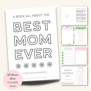 Livro para impressão Tudo sobre minha mãe, questionário do dia das mães, entrevista com a mãe, preencha as lacunas, faça você mesmo fácil para o dia das mães, cartão para colorir para a mãe