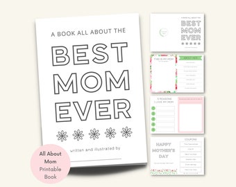 All About My Mom Printable Book, Mother's Day Questionnaire, Mom Interview, Fill in the Blank, Easy Mothers Day DIY, Coloring Card for Mom