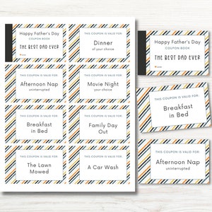 Father's Day Coupon Book, Father's Day Coupons, Father's Day Gift from Wife Kids, Printable Coupons, Instant Download, Last Minute Gift image 1