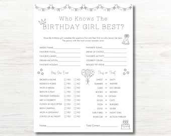 Who Knows the Birthday Girl Best, Who Knows Me Best, How Well Do You Know the Birthday Girl, Would She Rather Birthday Game, This or That